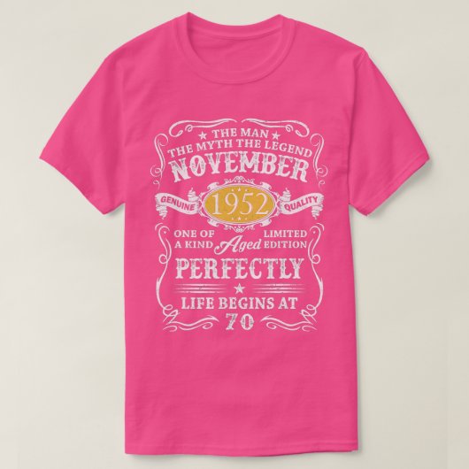 第70誕生日ヴィンテージ人神話レジェンド11月19日 Tシャツ (デザイン正面)