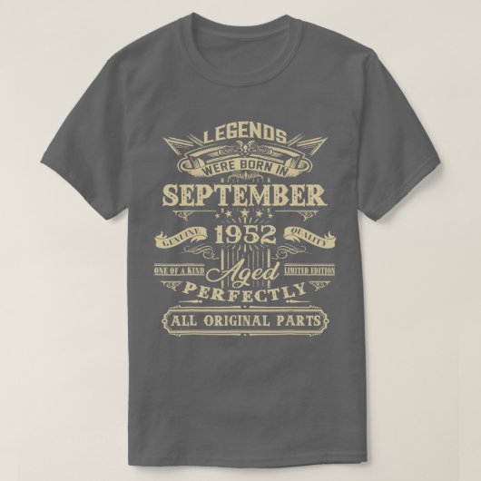第70誕生日伝説の贈り物生まれ1952年9月 Tシャツ (デザイン正面)