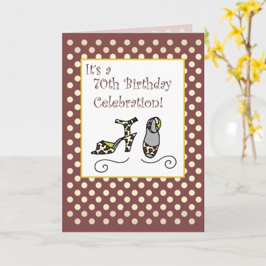 第70誕生日婦人靴 カード (黄色い花)