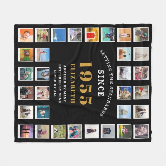 第70誕生日家族写真集32写真 フリースブランケット (正面(横))