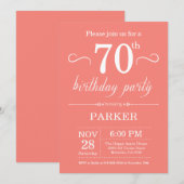第70誕生日招待状サンゴ 招待状 (正面/裏面)