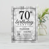 第70誕生日招待状シルバーグリッター 招待状 (スタンド正面)