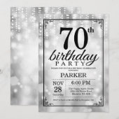 第70誕生日招待状シルバーグリッター 招待状 (正面/裏面)