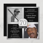 第70誕生日招待状Then & Now Photos 招待状 (正面/裏面)