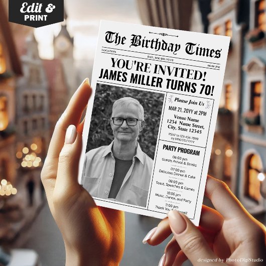 第70誕生日新聞招待状プログラム シーズンカード