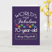 第70誕生日最高のカラフル宝石紫 カード (黄色い花)