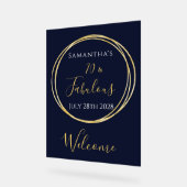 第70誕生日海軍金ゴールド誕生日パーティーへようこそ アクリルサイン (傾斜)