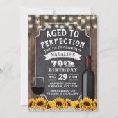 第70誕生日素朴ひまわり&ワイン 招待状 (正面)