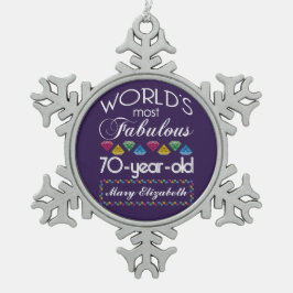 第70誕生日紫色ほとんどのすばらしくカラフルな宝石 スノーフレークピューターオーナメント