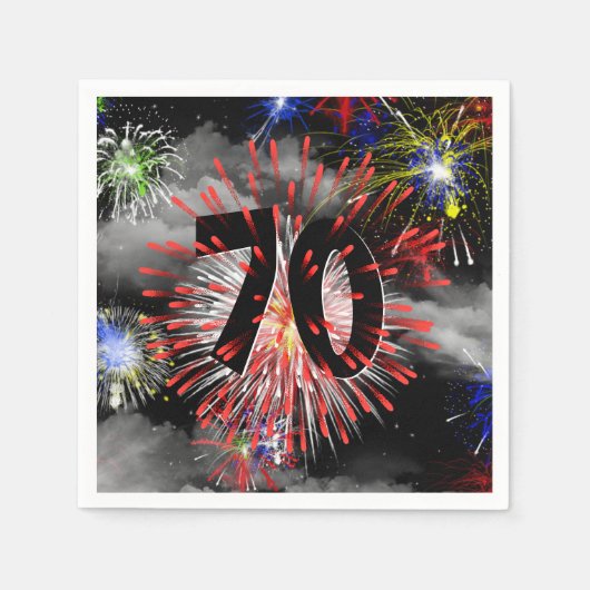 第70誕生日花火inクラウドナプキンス スタンダードカクテルナプキン (正面)