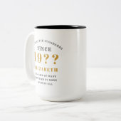 第70誕生日規格で名前と年を追加 ツートーンマグカップ (正面左)