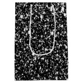 第70誕生日風船オン黒グリッター ミディアムペーパーバッグ (裏面)