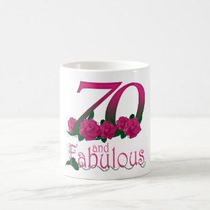 第70誕生日70のピンクのバラの花のマグ コーヒーマグカップ