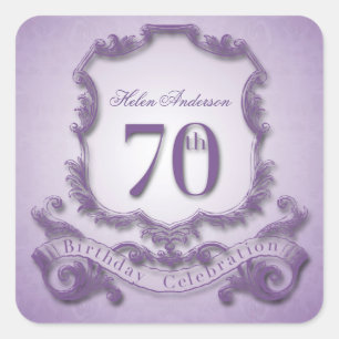 第70誕生祝いパーソナライズされたシール スクエアシール