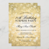 第70驚きの誕生日の金ゴールドの冬の不思議の国 招待状 (正面/裏面)