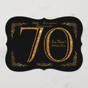 第70、誕生会第70、素晴らしいのGatsby、黒及び金ゴールド 招待状