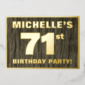 第71回バースデーパーティはっきりしたーフェイク:木目の模様 箔招待状 (正面)