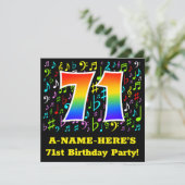 第71回バースデーパーティー:おもしろいミュージックシンボルRainbow 71 招待状 (スタンド正面)