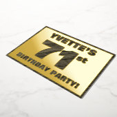 第71回バースデーパーティー – はっきりした、ウッドグフェイクレイン文字 箔招待状 (回転した状態)