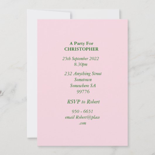 第71回誕生日パーティーの招待写真と名前 招待状 (裏面)