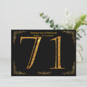 第71誕生会、Gatsbyのstyl、黒い金ゴールドのグリッター 招待状 (スタンド正面)