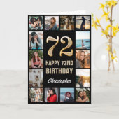 第72ハッピーバースデーブラックと金ゴールドフォトコラージュ カード (黄色い花)