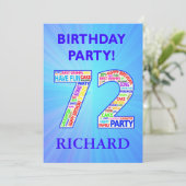 第72回の誕生日パーティーの招待の名前の追加 招待状 (スタンド正面)