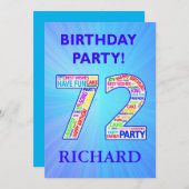 第72回の誕生日パーティーの招待の名前の追加 招待状 (正面/裏面)