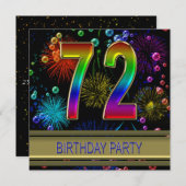 第72回バースデーパーティー招待（バブル付き） 招待状 (正面/裏面)