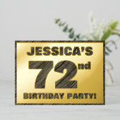 第72回バースデーパーティー – はっきりした、ウッドグフェイクレイン文字 箔招待状 (立ち正面)