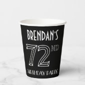 第72回バースデーパーティー:アールデコスタイル+名前をカスタムする 紙コップ (裏面)