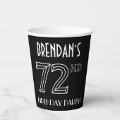 第72回バースデーパーティー:アールデコスタイル+名前をカスタムする 紙コップ (正面)