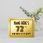 第72回バースデーパーティー~アールデコスタイル「72」 +名前 箔招待状ポストカード (立ち正面)