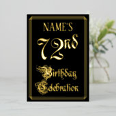 第72回バースデーパーティー – ファンシー脚本と名前をカスタムする 箔招待状 (立ち正面)