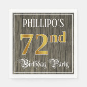 第72回バースデーパーティー – フェイク金ゴールド&ウッドフェイク・ルックス スタンダードランチョンナプキン (正面)