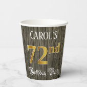 第72回バースデーパーティー – フェイク金ゴールド&ウッドフェイク・ルックス 紙コップ (裏面)