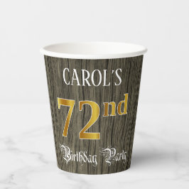 第72回バースデーパーティー – フェイク金ゴールド&ウッドフェイク・ルックス 紙コップ