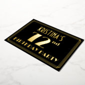 第72回誕生日パーティー:アールデコを見る"72",名前あり 箔招待状 (回転した状態)