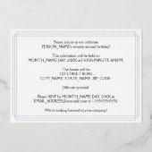 第72回誕生日パーティー:アールデコを見る"72",名前あり 箔招待状 (裏面)