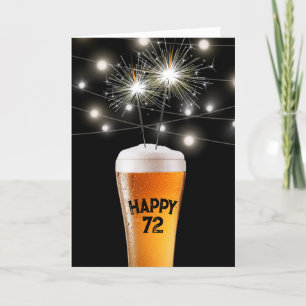 第72誕生日スパーカー入りビールグラス カード