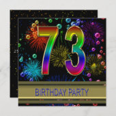 第73回バースデーパーティー招待(バブル付き) 招待状 (正面/裏面)
