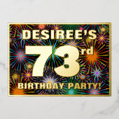 第73回バースデーパーティー – おもしろいカラフル、Fireworks Look 箔招待状 (正面)