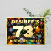 第73回バースデーパーティー – おもしろいカラフル、Fireworks Look 箔招待状 (立ち正面)