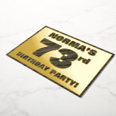 第73回バースデーパーティー – はっきりした、木目フェイク文字 箔招待状 (回転した状態)