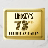 第73回バースデーパーティー~アールデコスタイル「73」 +名前 箔招待状ポストカード (正面)