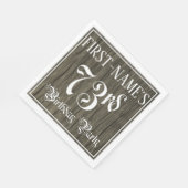 第73回バースデーパーティー – ファンシー Script, フェイク Wood Look スタンダードランチョンナプキン (角)