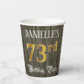 第73回バースデーパーティー – フェイク金ゴールド&ウッドフェイク・ルックス 紙コップ (裏面)