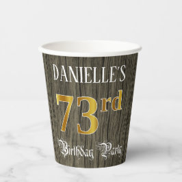 第73回バースデーパーティー – フェイク金ゴールド&ウッドフェイク・ルックス 紙コップ