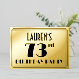 第73回誕生日パーティー – アールデコの外観：「73」+名前 箔招待状