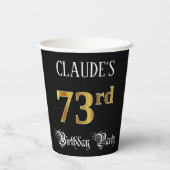 第73回誕生日パーティー – ファンシースクリプト、フェイク金ゴールドルック 紙コップ (裏面)
